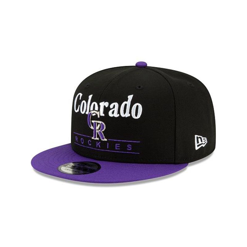 MLB Colorado Rockies Two Tone Retro 9Fifty Snapback (FKM9607) - Black New Era Caps